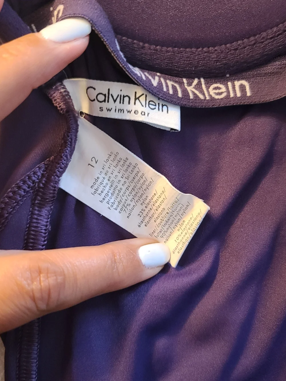 Calvin Klein Studded One Piece Swimsuit Purple Size 12 Underwire B/C Cups - Picture 6 of 12